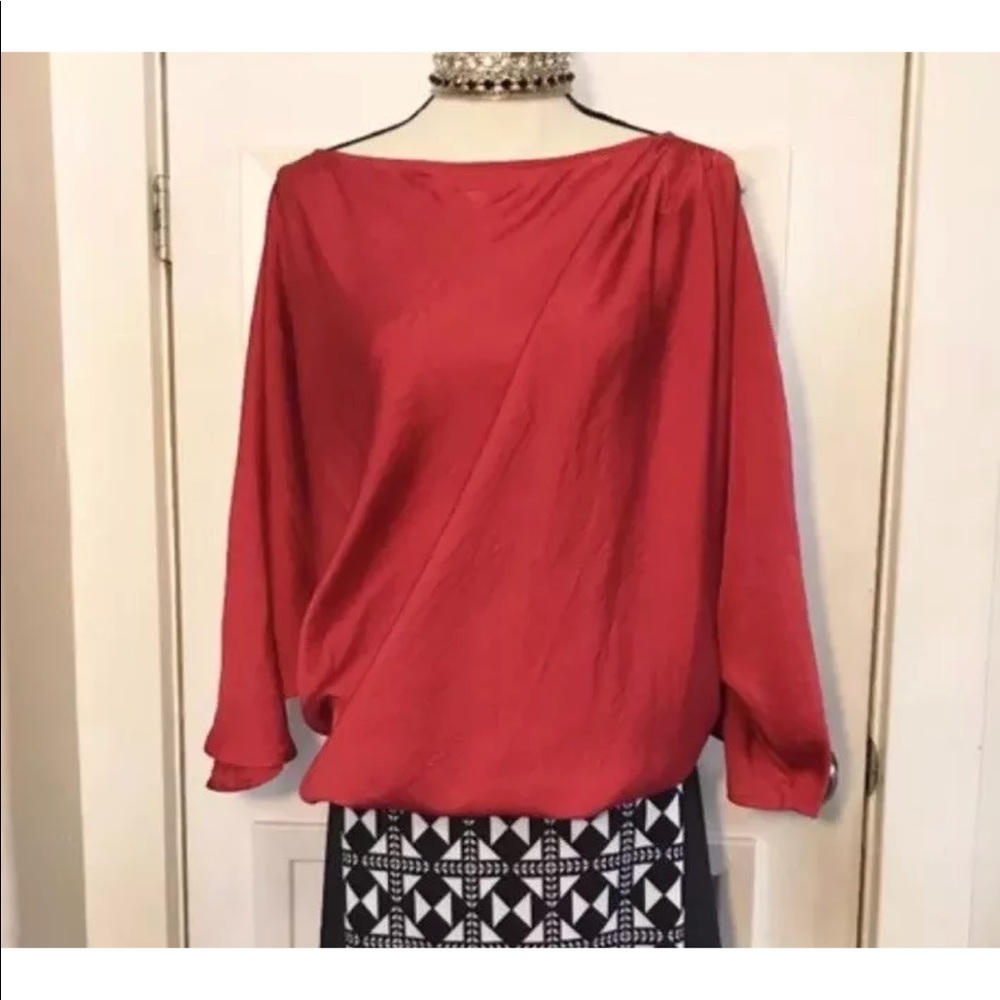 Lane Bryant red flowy asymmetrical bat wing top 28